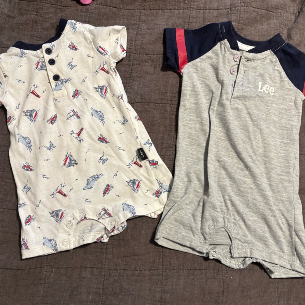 Lee Cream and Navy Baby Onesie